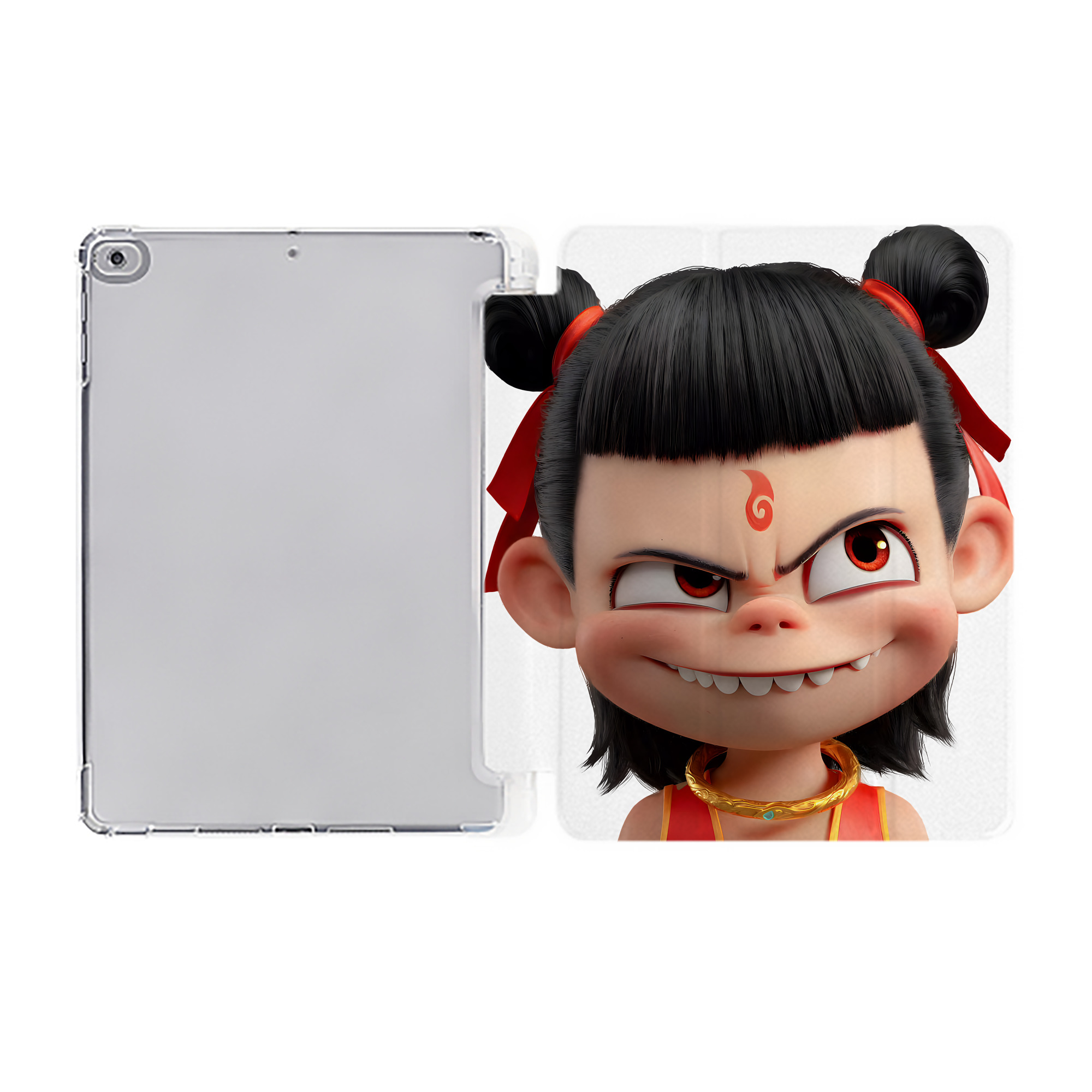 （画像用） Ne Zha 2 ナタ 魔童の大暴れ IPad ケース ペン収納付き 三つ折りスタンド PUレザー×シリコン 対応機種9.5/10.5/10.9インチ